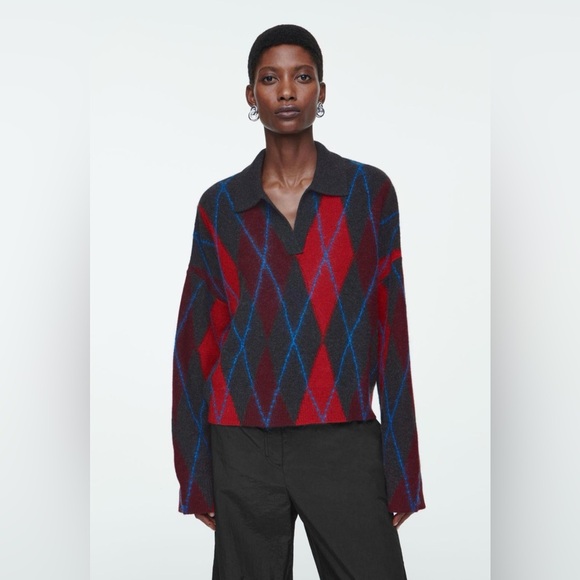 COS Sweaters - COS polo collar argyle oversize sweater